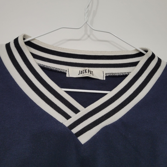 V-Neck Varsity Striped Sweater - Picture 2 of 4